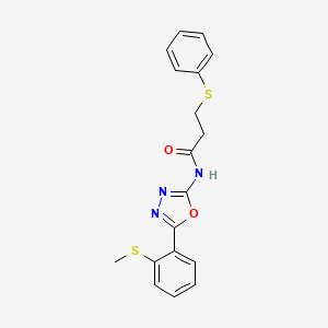 molecular formula C18H17N3O2S2 B2918877 N-[5-(2-methylsulfanylphenyl)-1,3,4-oxadiazol-2-yl]-3-phenylsulfanylpropanamide CAS No. 886911-11-1
