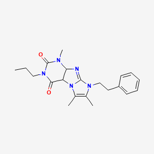 molecular formula C21H25N5O2 B2918888 1,6,7-trimethyl-8-(2-phenylethyl)-3-propyl-1H,2H,3H,4H,8H-imidazo[1,2-g]purine-2,4-dione CAS No. 878716-45-1