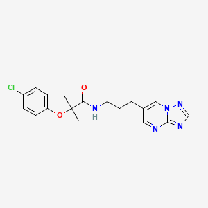 N-(3-([1,2,4]triazolo[1,5-a]pyrimidin-6-yl)propyl)-2-(4-chlorophenoxy)-2-methylpropanamide