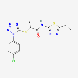 2-((1-(4-chlorophenyl)-1H-tetrazol-5-yl)thio)-N-(5-ethyl-1,3,4-thiadiazol-2-yl)propanamide