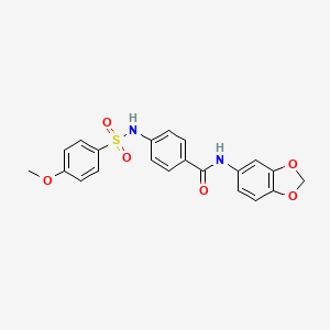 molecular formula C21H18N2O6S B2918892 N-(benzo[d][1,3]dioxol-5-yl)-4-(4-methoxyphenylsulfonamido)benzamide CAS No. 898430-79-0