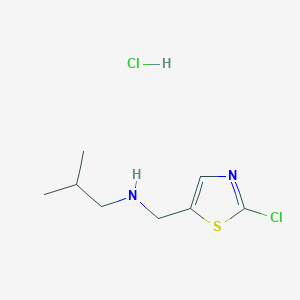 molecular formula C8H14Cl2N2S B2918893 N-[(2-氯-1,3-噻唑-5-基)甲基]-2-甲基丙-1-胺；盐酸盐 CAS No. 2551115-71-8