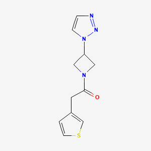 molecular formula C11H12N4OS B2918895 1-(3-(1H-1,2,3-triazol-1-yl)azetidin-1-yl)-2-(thiophen-3-yl)ethanone CAS No. 2034358-21-7