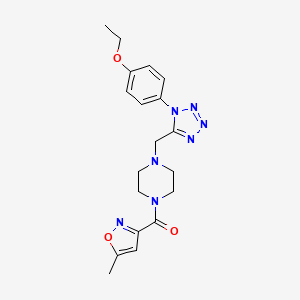 molecular formula C19H23N7O3 B2918897 (4-((1-(4-ethoxyphenyl)-1H-tetrazol-5-yl)methyl)piperazin-1-yl)(5-methylisoxazol-3-yl)methanone CAS No. 1049405-58-4