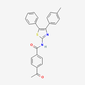 molecular formula C25H20N2O2S B2918900 4-acetyl-N-[4-(4-methylphenyl)-5-phenyl-1,3-thiazol-2-yl]benzamide CAS No. 312605-24-6