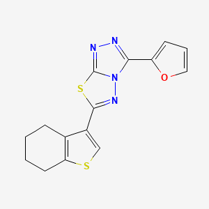 molecular formula C15H12N4OS2 B2918904 3-(呋喃-2-基)-6-(4,5,6,7-四氢-1-苯并噻吩-3-基)-[1,2,4]三唑并[3,4-b][1,3,4]噻二唑 CAS No. 627044-79-5