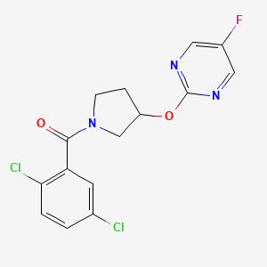 molecular formula C15H12Cl2FN3O2 B2918907 (2,5-Dichlorophenyl)(3-((5-fluoropyrimidin-2-yl)oxy)pyrrolidin-1-yl)methanone CAS No. 2034246-19-8