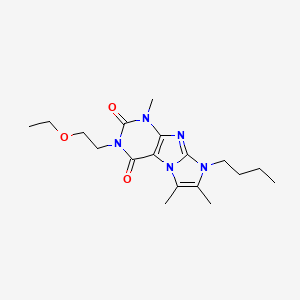 molecular formula C18H27N5O3 B2918912 8-Butyl-3-(2-ethoxyethyl)-1,6,7-trimethyl-1,3,5-trihydro-4-imidazolino[1,2-h]p urine-2,4-dione CAS No. 896312-59-7