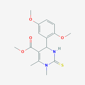 molecular formula C16H20N2O4S B2918916 Methyl 6-(2,5-dimethoxyphenyl)-3,4-dimethyl-2-sulfanylidene-1,6-dihydropyrimidine-5-carboxylate CAS No. 367907-58-2