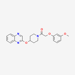 molecular formula C22H23N3O4 B2918917 2-(3-甲氧基苯氧基)-1-(4-(喹喔啉-2-氧基)哌啶-1-基)乙酮 CAS No. 1705464-70-5