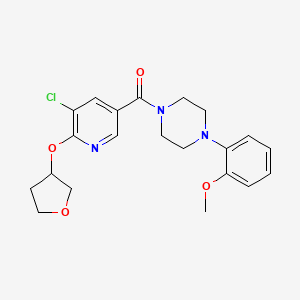 molecular formula C21H24ClN3O4 B2918930 (5-氯-6-((四氢呋喃-3-基)氧基)吡啶-3-基)(4-(2-甲氧基苯基)哌嗪-1-基)甲酮 CAS No. 1903237-26-2