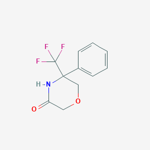 molecular formula C11H10F3NO2 B2918938 5-苯基-5-(三氟甲基)吗啉-3-酮 CAS No. 2260936-79-4