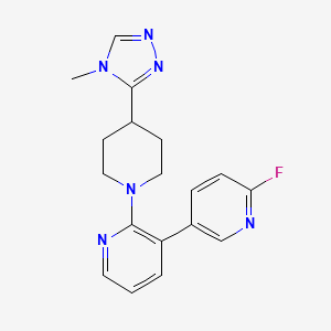 molecular formula C18H19FN6 B2918943 3-(6-fluoropyridin-3-yl)-2-[4-(4-methyl-4H-1,2,4-triazol-3-yl)piperidin-1-yl]pyridine CAS No. 2117405-13-5