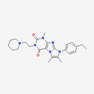 molecular formula C25H32N6O2 B2918949 8-(4-ethylphenyl)-1,6,7-trimethyl-3-(2-(piperidin-1-yl)ethyl)-1H-imidazo[2,1-f]purine-2,4(3H,8H)-dione CAS No. 896859-04-4