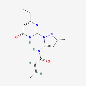 (E)-N-(1-(4-ethyl-6-oxo-1,6-dihydropyrimidin-2-yl)-3-methyl-1H-pyrazol-5-yl)but-2-enamide