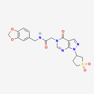 molecular formula C19H19N5O6S B2918973 N-(苯并[d][1,3]二氧杂环-5-基甲基)-2-(1-(1,1-二氧化四氢噻吩-3-基)-4-氧代-1H-吡唑并[3,4-d]嘧啶-5(4H)-基)乙酰胺 CAS No. 1040645-85-9