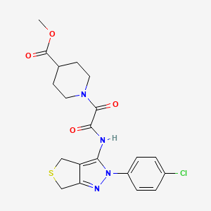 molecular formula C20H21ClN4O4S B2918984 1-(2-((2-(4-氯苯基)-4,6-二氢-2H-噻吩并[3,4-c]吡唑-3-基)氨基)-2-氧代乙酰)哌啶-4-甲酸甲酯 CAS No. 899970-14-0