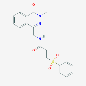 molecular formula C19H19N3O4S B2918986 N-((3-methyl-4-oxo-3,4-dihydrophthalazin-1-yl)methyl)-3-(phenylsulfonyl)propanamide CAS No. 1396774-15-4