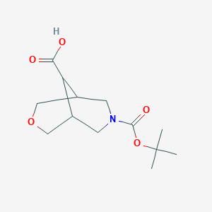 molecular formula C13H21NO5 B2918993 7-[(叔丁氧基)羰基]-3-氧杂-7-氮杂双环[3.3.1]壬烷-9-羧酸 CAS No. 1341037-51-1