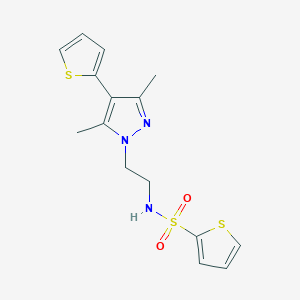 molecular formula C15H17N3O2S3 B2919008 N-(2-(3,5-dimethyl-4-(thiophen-2-yl)-1H-pyrazol-1-yl)ethyl)thiophene-2-sulfonamide CAS No. 2034374-62-2