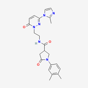 1-(3,4-dimethylphenyl)-N-(2-(3-(2-methyl-1H-imidazol-1-yl)-6-oxopyridazin-1(6H)-yl)ethyl)-5-oxopyrrolidine-3-carboxamide