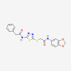 N-(benzo[d][1,3]dioxol-5-yl)-2-((5-(2-phenylacetamido)-1,3,4-thiadiazol-2-yl)thio)acetamide