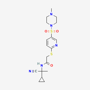 molecular formula C18H25N5O3S2 B2919036 N-(1-cyano-1-cyclopropylethyl)-2-({5-[(4-methylpiperazin-1-yl)sulfonyl]pyridin-2-yl}sulfanyl)acetamide CAS No. 876867-41-3