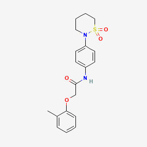 molecular formula C19H22N2O4S B2919040 N-[4-(1,1-dioxothiazinan-2-yl)phenyl]-2-(2-methylphenoxy)acetamide CAS No. 941945-60-4