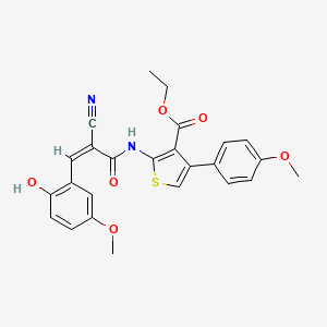 Ethyl 2-[[(Z)-2-cyano-3-(2-hydroxy-5-methoxyphenyl)prop-2-enoyl]amino]-4-(4-methoxyphenyl)thiophene-3-carboxylate