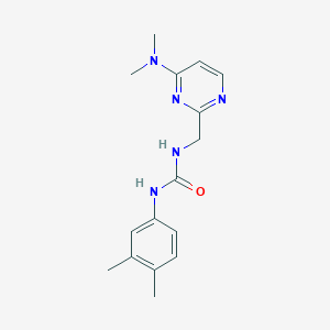 molecular formula C16H21N5O B2919053 1-((4-(Dimethylamino)pyrimidin-2-yl)methyl)-3-(3,4-dimethylphenyl)urea CAS No. 1797973-70-6