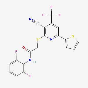 2-{[3-cyano-6-(thiophen-2-yl)-4-(trifluoromethyl)pyridin-2-yl]sulfanyl}-N-(2,6-difluorophenyl)acetamide