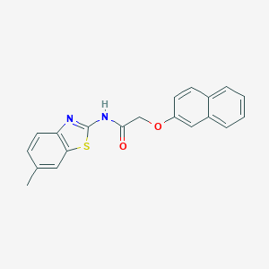 molecular formula C20H16N2O2S B291906 N-(6-methyl-1,3-benzothiazol-2-yl)-2-(2-naphthyloxy)acetamide 