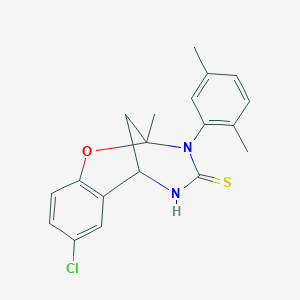 8-chloro-3-(2,5-dimethylphenyl)-2-methyl-5,6-dihydro-2H-2,6-methanobenzo[g][1,3,5]oxadiazocine-4(3H)-thione