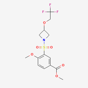 molecular formula C14H16F3NO6S B2919072 Methyl 4-methoxy-3-((3-(2,2,2-trifluoroethoxy)azetidin-1-yl)sulfonyl)benzoate CAS No. 2309260-03-3