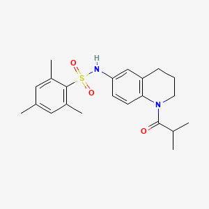 molecular formula C22H28N2O3S B2919075 N-(1-异丁酰基-1,2,3,4-四氢喹啉-6-基)-2,4,6-三甲基苯磺酰胺 CAS No. 1005299-90-0