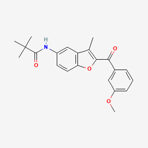 molecular formula C22H23NO4 B2919085 N-[2-(3-methoxybenzoyl)-3-methyl-1-benzofuran-5-yl]-2,2-dimethylpropanamide CAS No. 929402-55-1