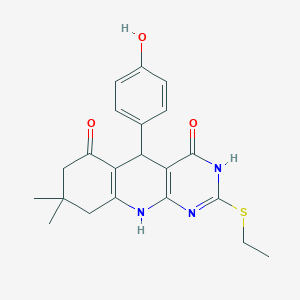 2-(ethylthio)-5-(4-hydroxyphenyl)-8,8-dimethyl-7,8,9,10-tetrahydropyrimido[4,5-b]quinoline-4,6(3H,5H)-dione