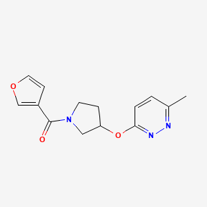 molecular formula C14H15N3O3 B2919093 Furan-3-yl(3-((6-methylpyridazin-3-yl)oxy)pyrrolidin-1-yl)methanone CAS No. 2034477-63-7