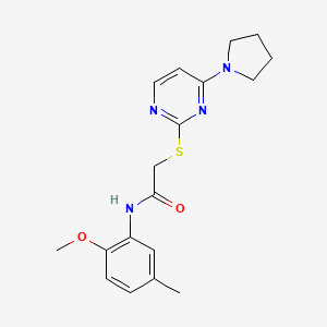 molecular formula C18H22N4O2S B2919106 N-(2-methoxy-5-methylphenyl)-2-((4-(pyrrolidin-1-yl)pyrimidin-2-yl)thio)acetamide CAS No. 1251686-28-8