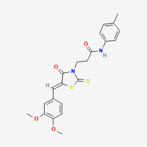 3-[(5Z)-5-[(3,4-dimethoxyphenyl)methylidene]-4-oxo-2-sulfanylidene-1,3-thiazolidin-3-yl]-N-(4-methylphenyl)propanamide