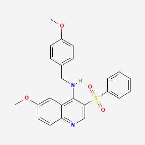 molecular formula C24H22N2O4S B2919116 6-甲氧基-N-(4-甲氧基苄基)-3-(苯磺酰基)喹啉-4-胺 CAS No. 1251709-16-6
