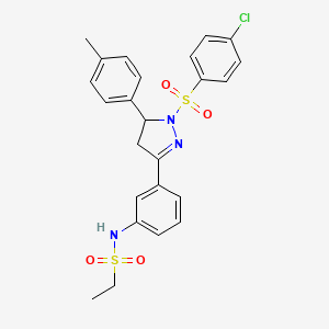 molecular formula C24H24ClN3O4S2 B2919135 N-(3-(1-((4-chlorophenyl)sulfonyl)-5-(p-tolyl)-4,5-dihydro-1H-pyrazol-3-yl)phenyl)ethanesulfonamide CAS No. 851782-63-3