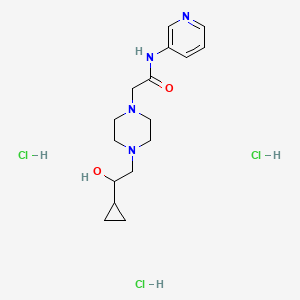 molecular formula C16H27Cl3N4O2 B2919137 2-(4-(2-cyclopropyl-2-hydroxyethyl)piperazin-1-yl)-N-(pyridin-3-yl)acetamide trihydrochloride CAS No. 1396850-04-6