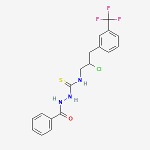 molecular formula C18H17ClF3N3OS B2919138 2-benzoyl-N-(2-chloro-3-(3-(trifluoromethyl)phenyl)propyl)hydrazinecarbothioamide CAS No. 448216-08-8
