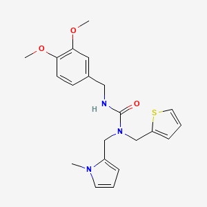 molecular formula C21H25N3O3S B2919151 3-(3,4-dimethoxybenzyl)-1-((1-methyl-1H-pyrrol-2-yl)methyl)-1-(thiophen-2-ylmethyl)urea CAS No. 1251634-63-5
