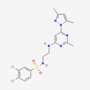 3,4-dichloro-N-(2-((6-(3,5-dimethyl-1H-pyrazol-1-yl)-2-methylpyrimidin-4-yl)amino)ethyl)benzenesulfonamide