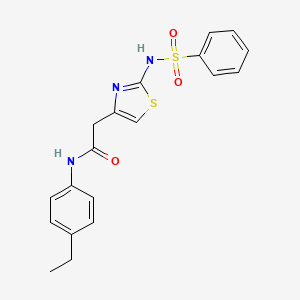 molecular formula C19H19N3O3S2 B2919166 N-(4-乙基苯基)-2-(2-(苯磺酰胺)噻唑-4-基)乙酰胺 CAS No. 922054-82-8