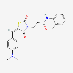 molecular formula C22H23N3O3S B2919176 (E)-3-(5-(4-(dimethylamino)benzylidene)-2,4-dioxothiazolidin-3-yl)-N-(o-tolyl)propanamide CAS No. 620099-82-3