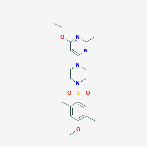 molecular formula C21H30N4O4S B2919183 4-(4-((4-Methoxy-2,5-dimethylphenyl)sulfonyl)piperazin-1-yl)-2-methyl-6-propoxypyrimidine CAS No. 946233-12-1
