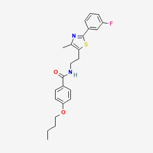 molecular formula C23H25FN2O2S B2919186 4-butoxy-N-{2-[2-(3-fluorophenyl)-4-methyl-1,3-thiazol-5-yl]ethyl}benzamide CAS No. 933017-34-6